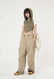 Work incision rivet nylon wide pants