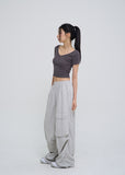 Front pocket balloon nylon pants