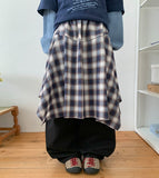 Dabiru Check Banding Layered Skirt