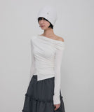Layered Draped One-Shoulder Long Sleeve