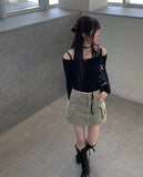 Awesome Choker Off Shoulder Ribbon Tee
