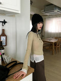Nut Unbalance Layered Color Matching Long Sleeve T-shirt