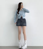 Pelvic Pad 2 Button Denim Skirt