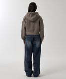 PIGMENT WASHED BIKER CROP ZIP-UP HOODIE