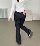 Raw Span Back Pocket Point Semi Bootcut Denim Pants