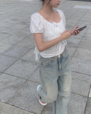 Taru Ribbon Lace Crop Blouse