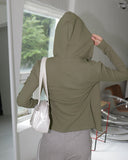 [MADE] Foil Vintage Pocket Slit Slim Ribbed Hood Zip-Up