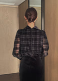 Mitchell Velvet See-Through Puff Blouse