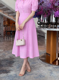 Bellian Shirt Puff Flare Long One Piece