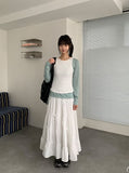 Zahini Ribbon Shirring Banding Long Skirt