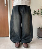 Komei Washing Peach Fuzz Balloon Wide Denim Pants