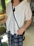 Kimin Shirring Strap Round Puff Blouse