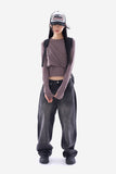 Answer wrinkle washed wide denim pants