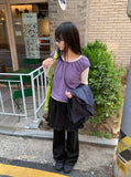 Klee Shirring Cap Sleeve Layered Short Sleeve Tee