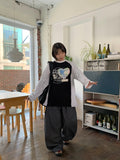 [unisex] Oiko printing color matching raglan long sleeve tee