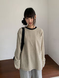 [unisex] Kemppa Stripe Over Round Long Sleeve Tee