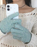 Naming Wool Bocashi Knit Touch Hole Finger Gloves