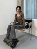 Pale brush bootcut denim pants