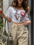 Love Leopard Crop Off Shoulder Short Sleeve
