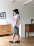 Kelu Vintage Washing Strap Cargo Denim Bermuda Shorts