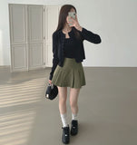 A-Line Pleats Mini Side Zipper Skirt Pants