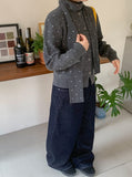 Hilpun Dot Wool Knit Cardigan Muffler Set