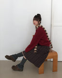 Oleun Stripe Color Matching Knit Muffler