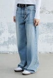 (W) WASHED DENIM PANTS