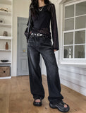 Doubling Straight Stud Denim Pants