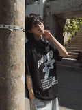 Starry Printing See-through Short Sleeve Knit