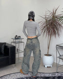 Lean ribbed cropped long-sleeved t-shirt