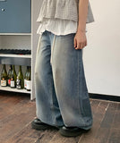 Tsuhaka Summer String Washing Wide Denim Pants