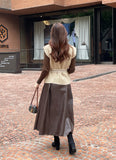 Chase Pleated Leather Long Skirt