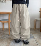 [unisex] Menday banding string parachute wide cotton pants