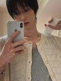 Ropi Punched Linen Knit Cardigan