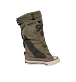 Vintage painted belted mid boots