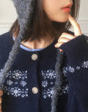 [wool5] Kotok Snowflake Winter Nordic Wool Knit Cardigan