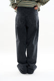 Dark real wide denim pants