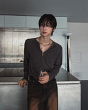 Phantom Zipper Rib Muscle Fit Henley Neck