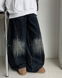 [unisex] Kaif Rivet Cut Washing Wide Denim Pants