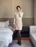 Shumed Pearl Tweed H-Line Mini Skirt