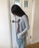 BL Button Point Ribbed Slim Cardigan