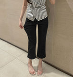 Hem Side Slit Ankle Length Capri Span Cotton Pants