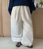 [unisex] Toemi banding string fleece brushed carpender wide pants