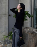 Ribbon Shirring Bootcut Pants