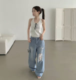 Halterneck Solid Cotton Blend Basic Fit Sleeveless