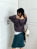 Turi Season Check String Long Sleeve Hood T-shirt