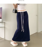 Color Matching Layered Maxi H-line Long Skirt