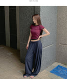 Wide ver. Fold Folding Mesh Fabric Banding Mega Wide Pants