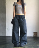 Seukae track two-way banding wide pants